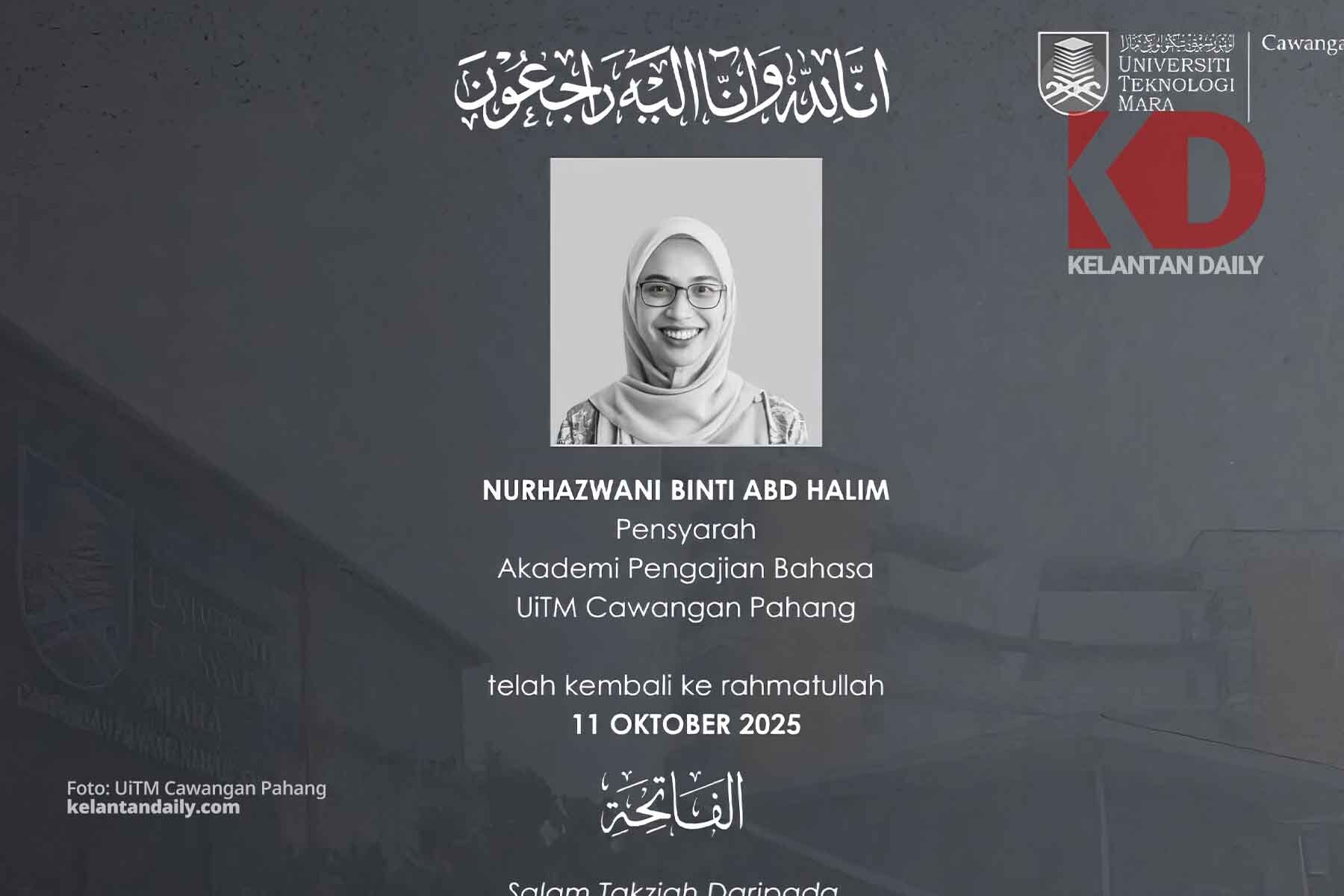 Pensyarah UiTM pahang mati lemas