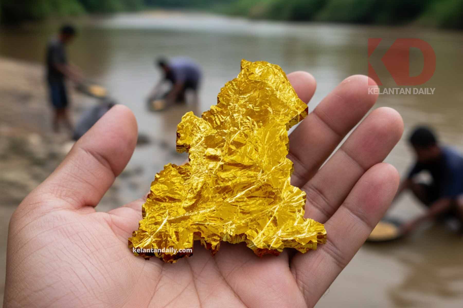 Emas nugget bentuk peta kelantan