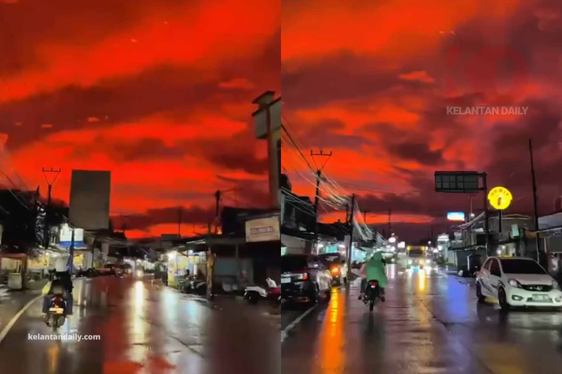 Penduduk panik langit tiba-tiba bertukar warna merah seperti darah