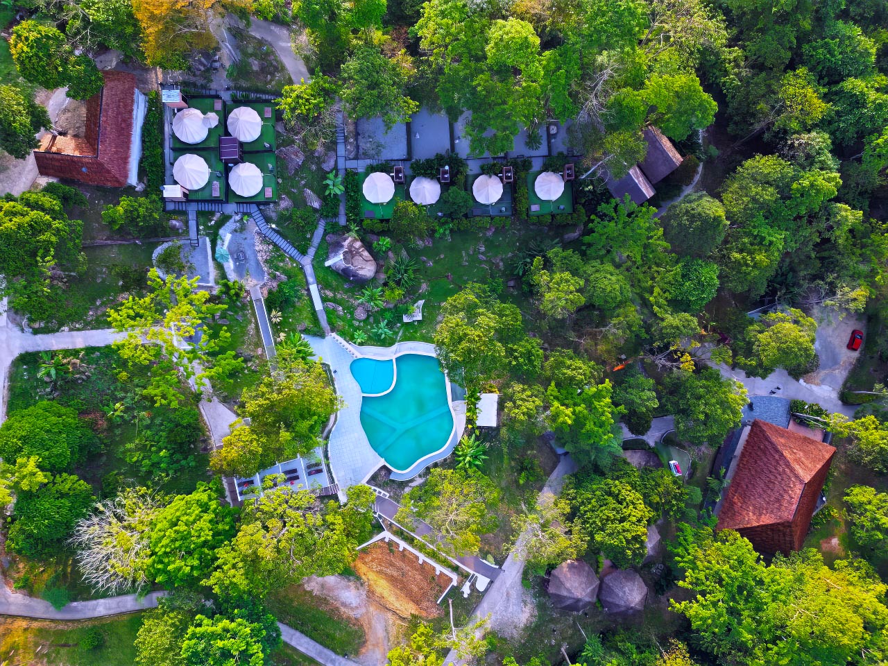 aerial view lalang's resort and spa kelantan