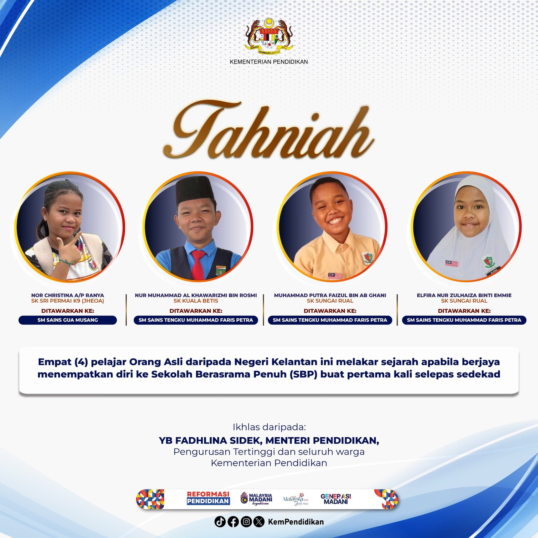 pelajar orang asli kelantan ke sbp