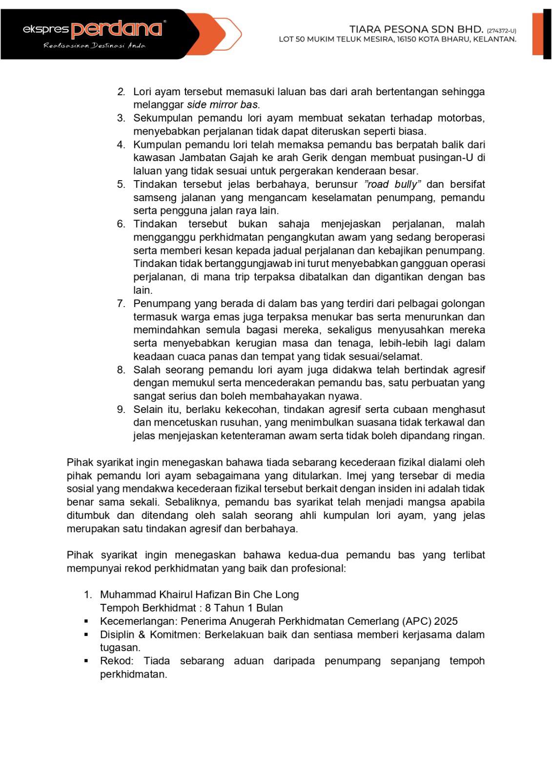 kenyataan rasmi ekspress perdana 2