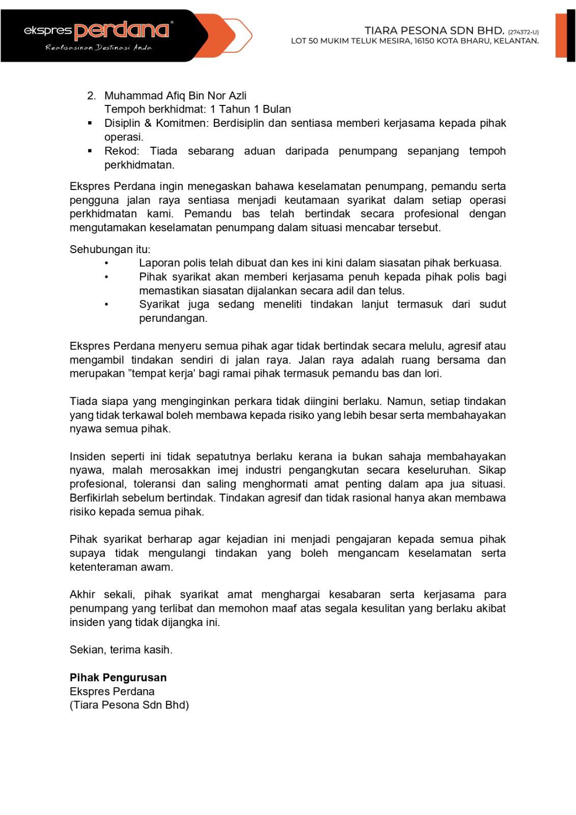 kenyataan rasmi ekspress perdana 3