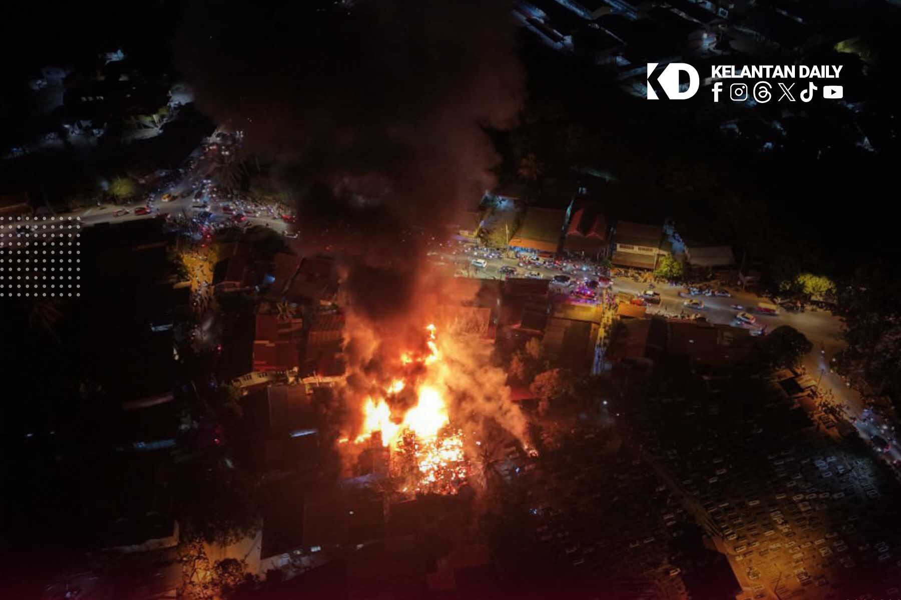 8 buah rumah terbakar di Kedai Buloh Kota Bharu Kelantan