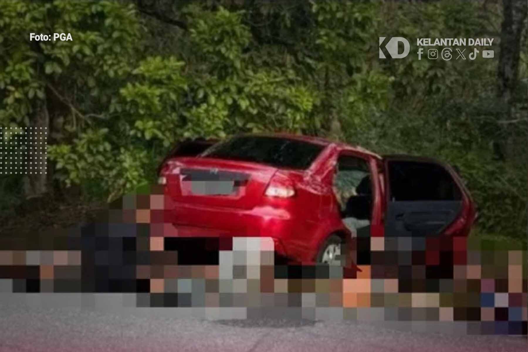 Tekong Darat Dan 2 Warga Asing Parah, Kereta Terbabas Rlak Polis Di Jeli