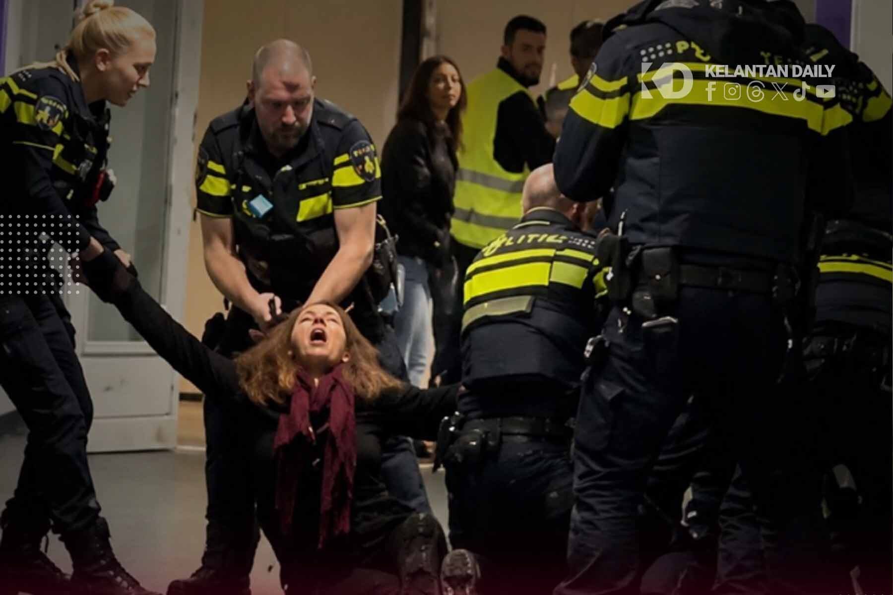 Tular Polis Belanda Jatuhkan Wanita Hamil Warga Palestin Ke Lantai