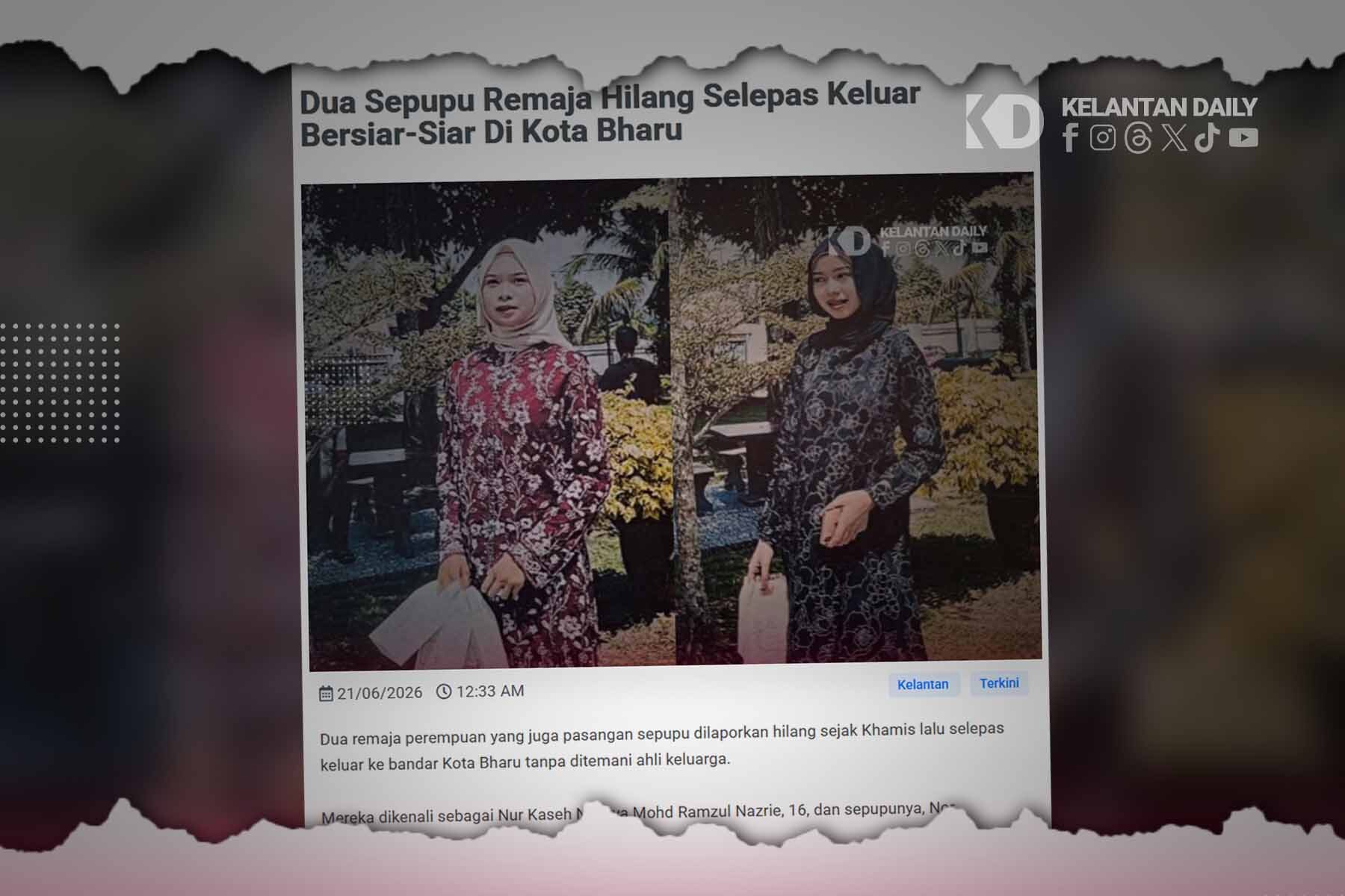 Lima Lelaki Ditahan Bantu Siasatan Kes Dua Sepupu Hilang Di Kota Bharu