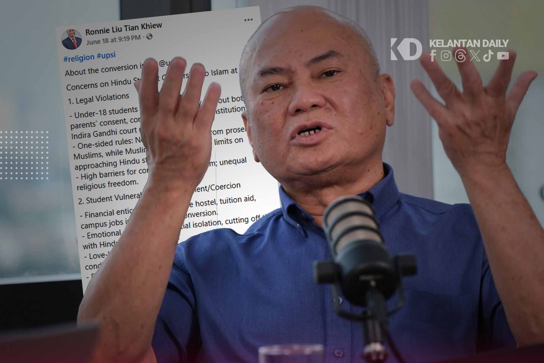Penyebaran Agama Islam di UPSI ‘ berat sebelah ‘ – Ronnie Liu