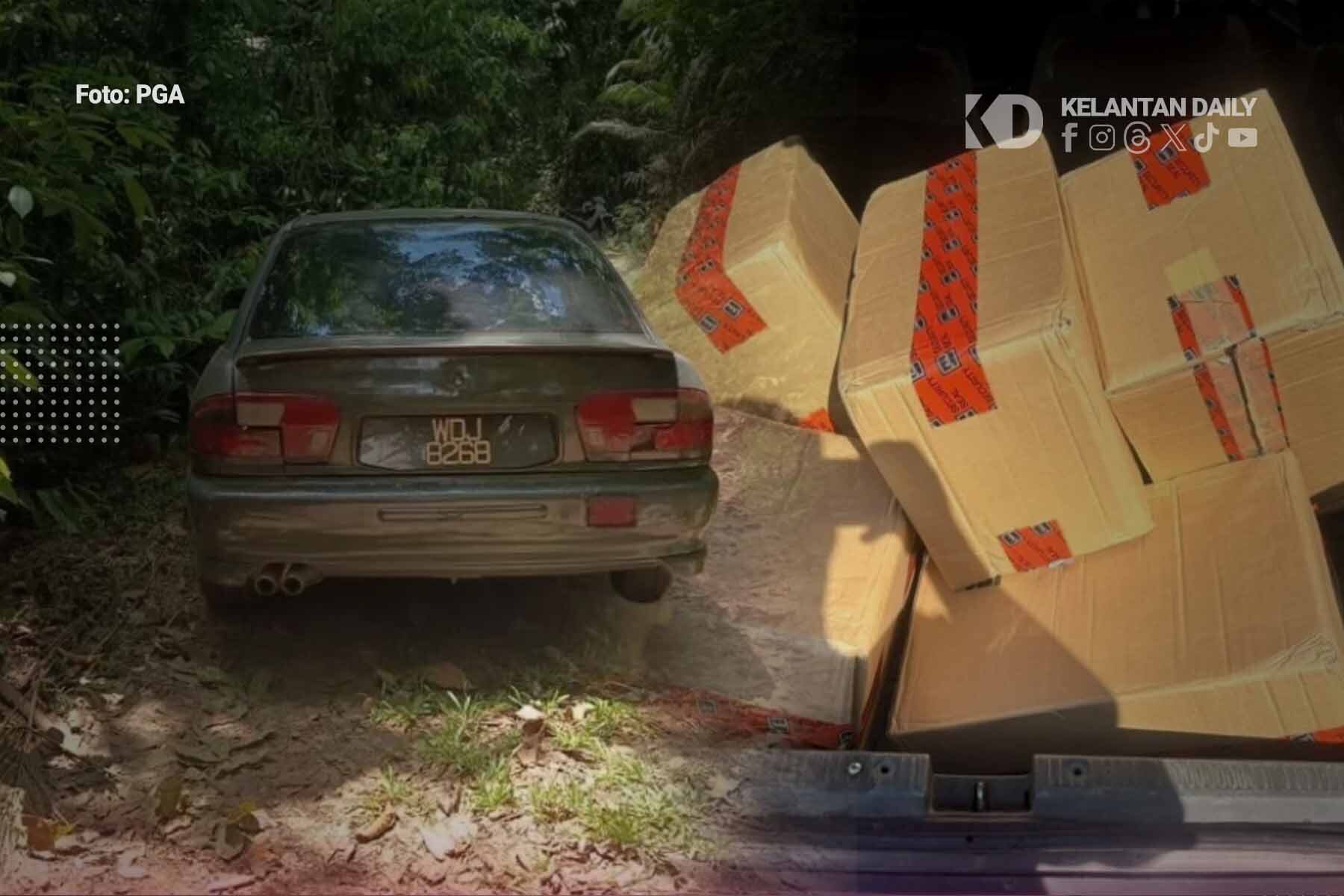 Terkejut Nampak PGA, Lelaki Lari Tinggal Kereta Penuh Rokok Seludup Di Tumpat