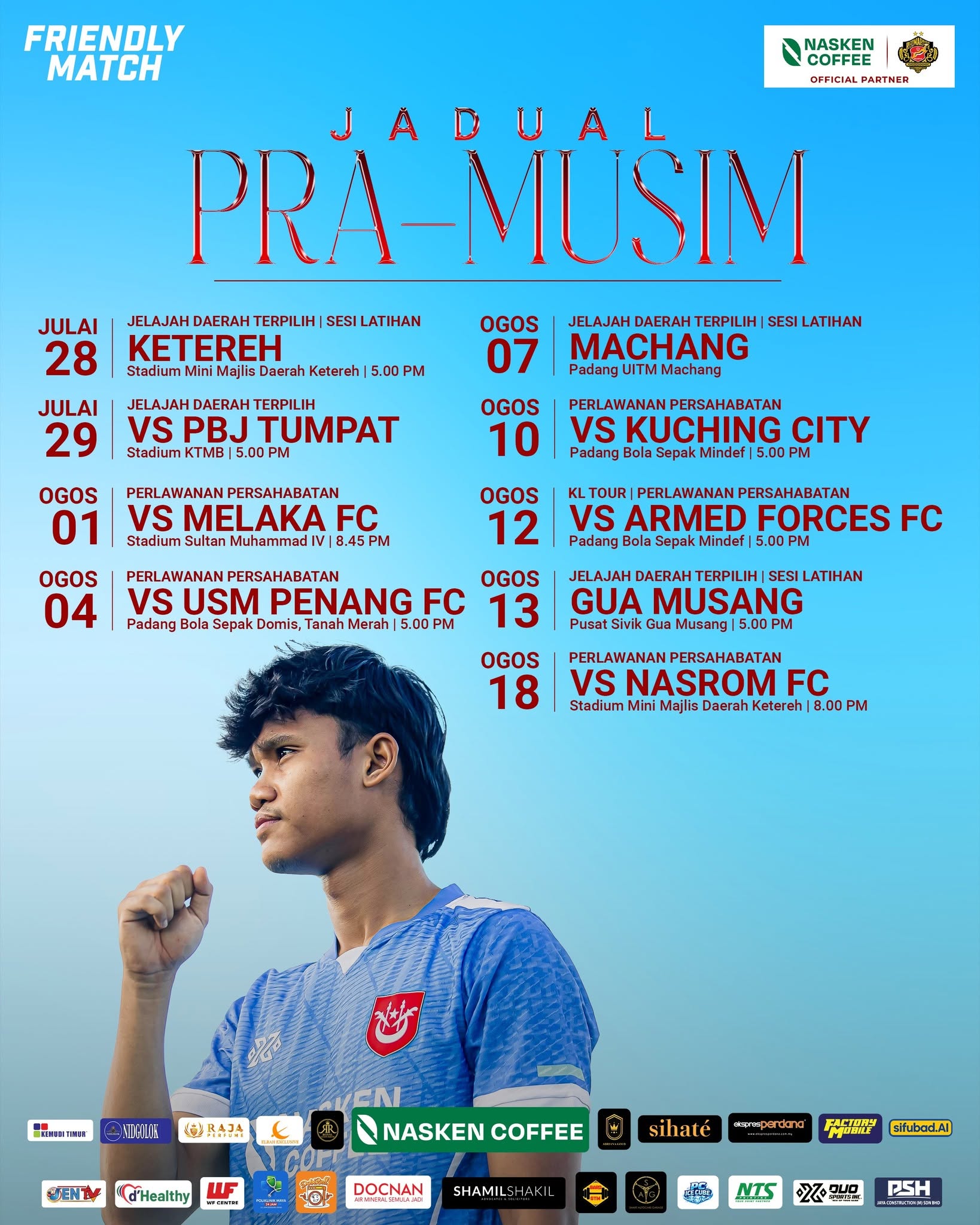 jadual pra musim Kelantan Red Warrior FC