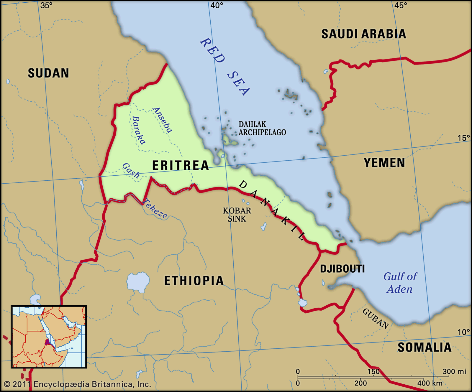 peta negara Eritrea