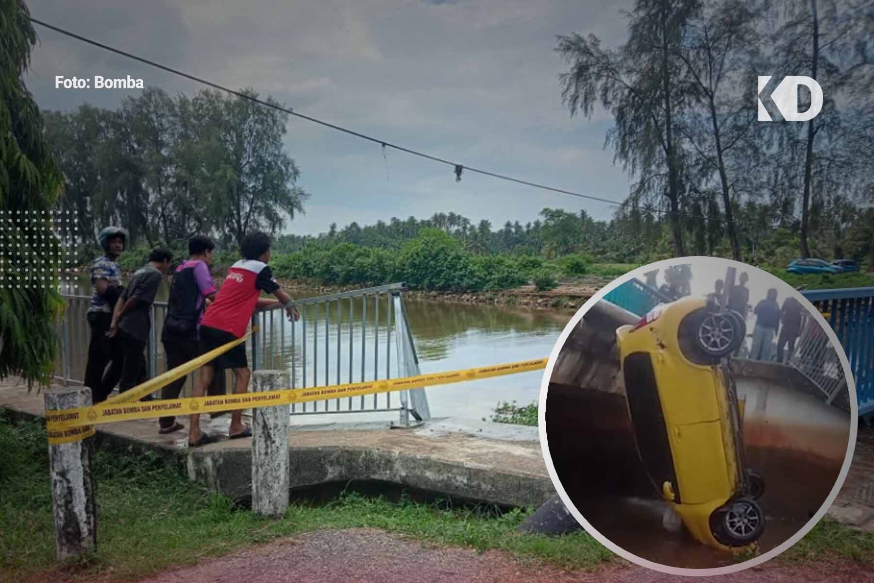 Pelajar Tingkatan Empat Selamat Selepas Kereta Jatuh Sungai Di Bachok