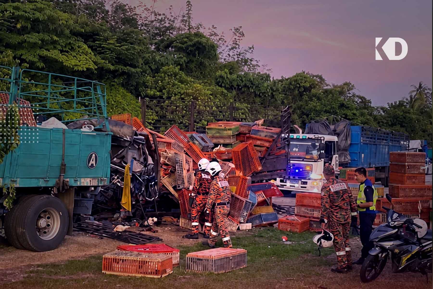 Tiga Lelaki Maut, Lori Ayam Rempuh Treler di Tanah Merah